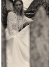 Ivory Lace Chiffon Peplum Airy Wedding Dress